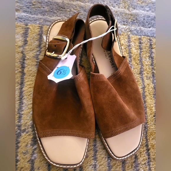 ILARIA SARTORI SIZE 6.5 GENUINE SUEDE BROWN SANDAL MADE IN ITALY - Picture 1 of 5